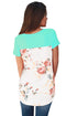 Sexy Mint Floral Print Lower Back T-shirt